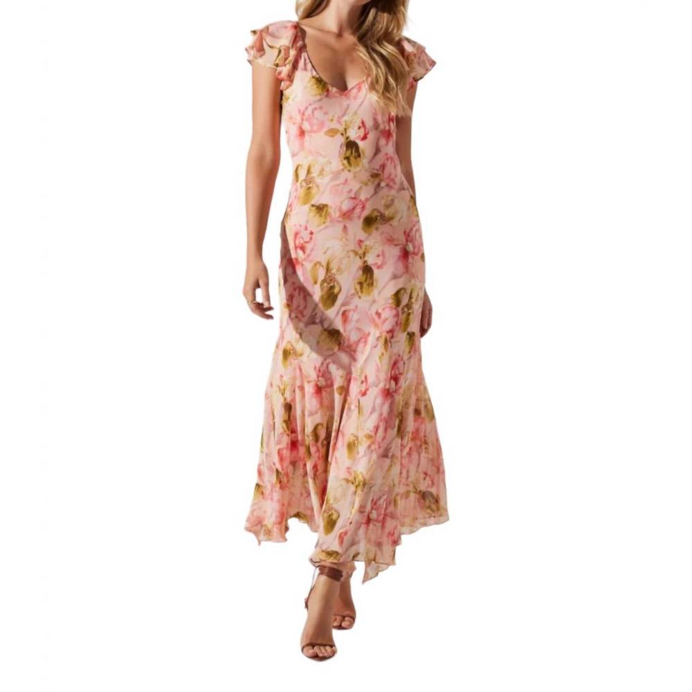 Astr The Label Floral Maxi Dress - Pink and Green